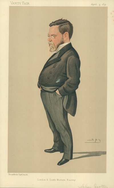 Mr Charles Scotter, London and Southern Western Railway, 4 April 1891, Vanity Fair cartoon by Leslie Matthew Ward